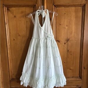Isobella & Chloe White and Light Green Kids Dress